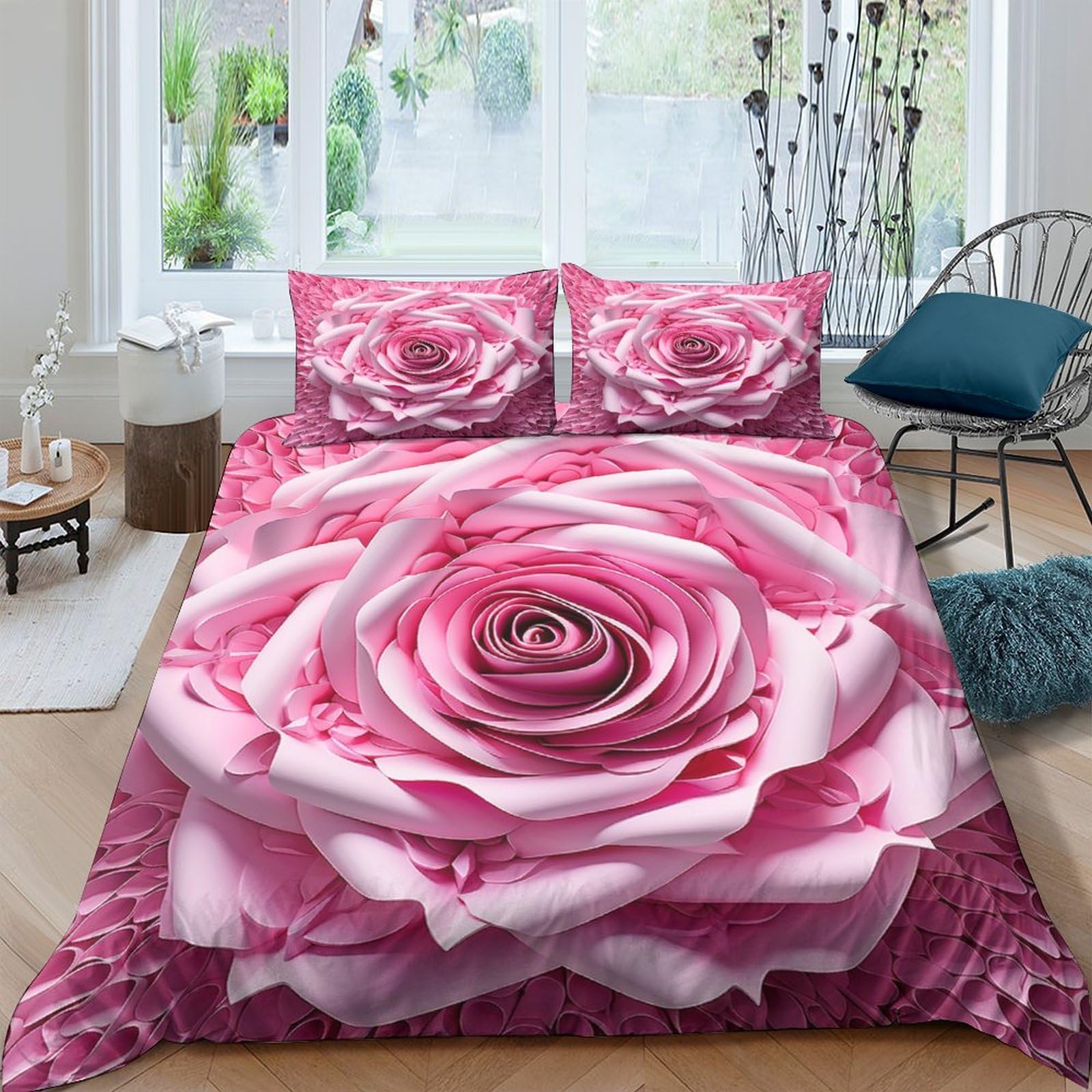 Microfibre douce supérieure pour parure de lit rose de taille 220x240 cm