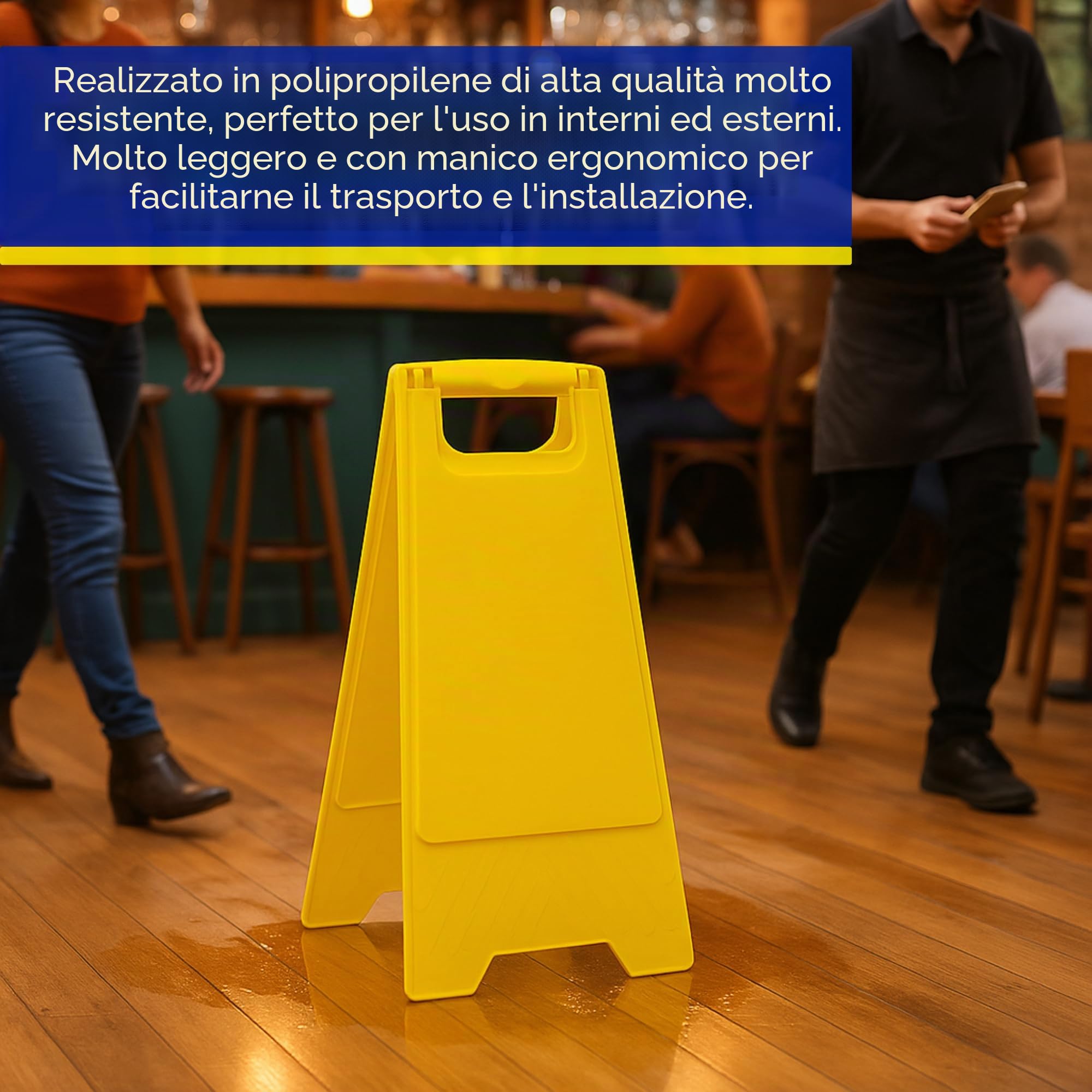 Cartello da pavimento senza testo | Segnale di sicurezza pieghevole giallo per interni ed esterni - leggero e resistente