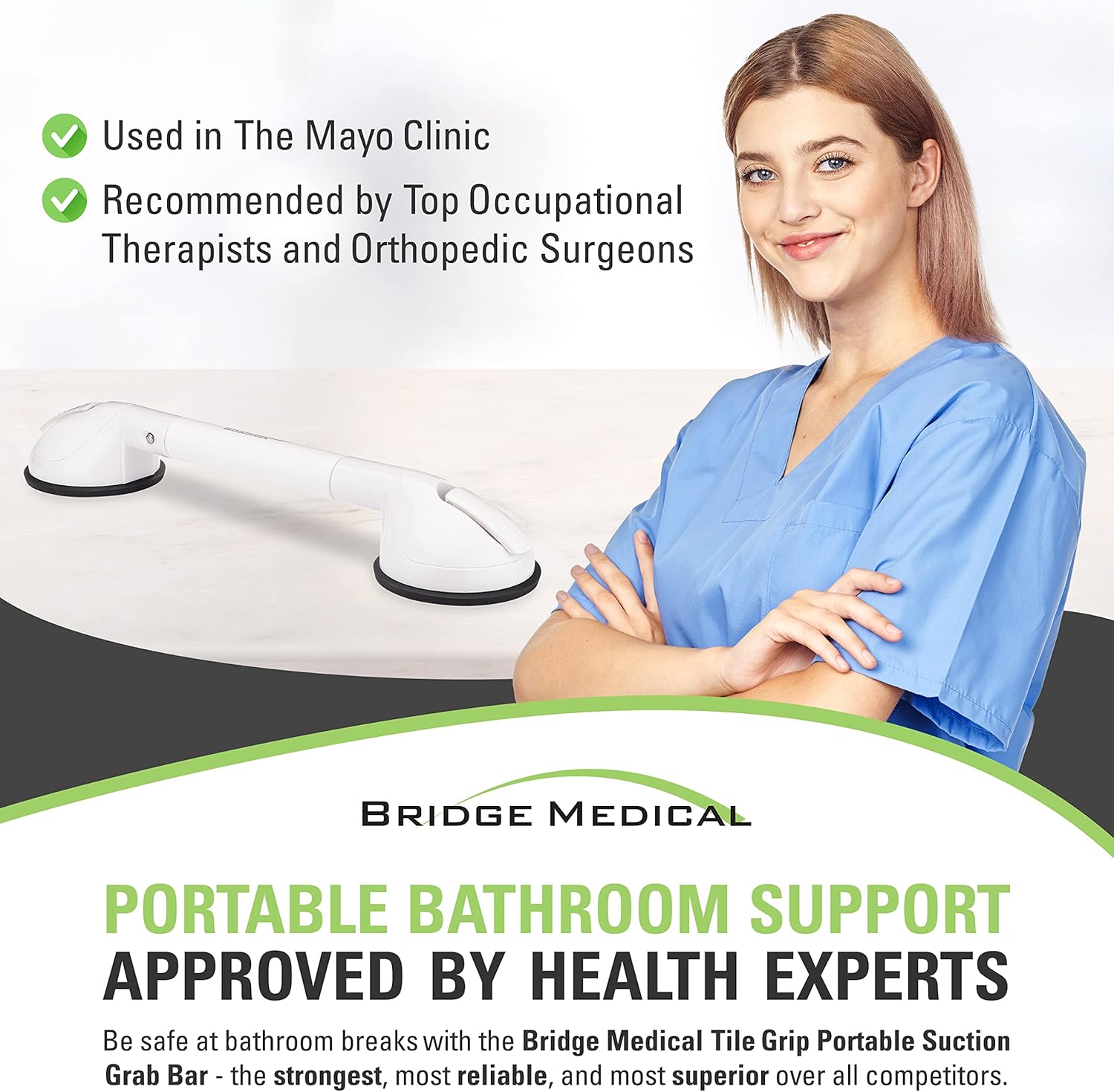 One-Day Sale: Up to 40% Off Bridge Medical Tile Grip Portable Suction Telescoping Grab Bar