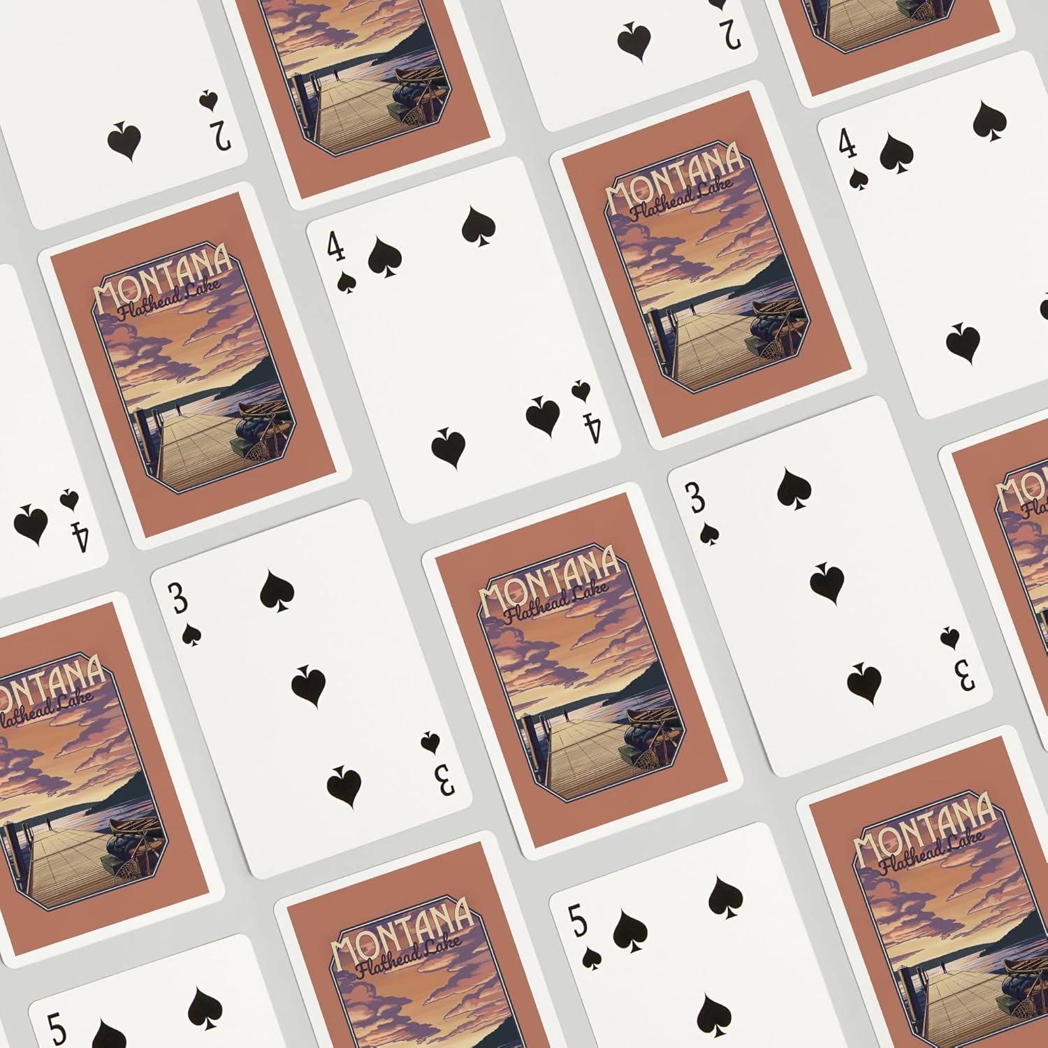 Lantern Press Flathead Lake, Montana, Dock and Lake Scene, 52 Playing Cards for Adults, Poker Size Card Deck
