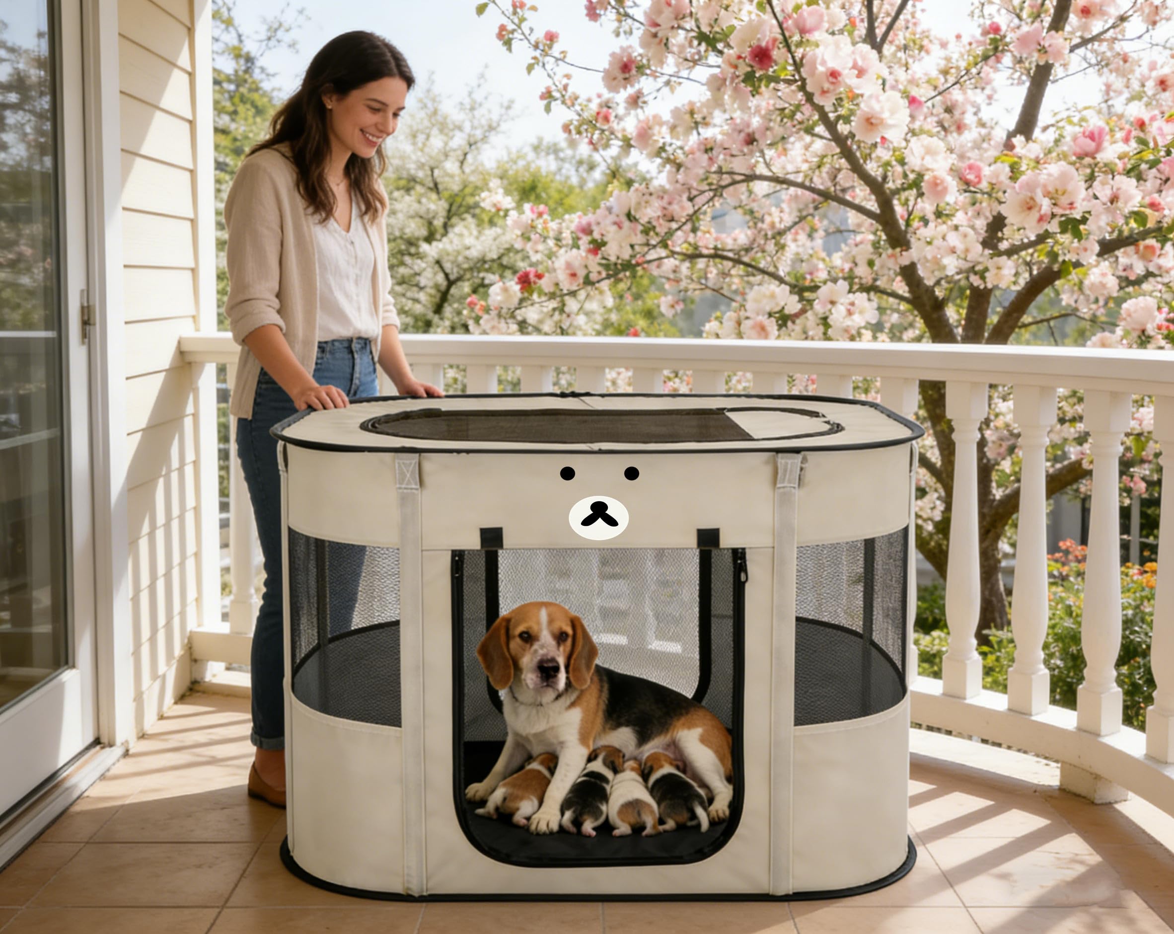 Valla portátil para Mascotas de 70 x 55 x 45 cm, Plegable, Rectangular, Sala de Entrega, Nido de Gato, cabaña para Cachorros, casa Cerrada para Mascotas con Bolsa de Transporte (Gris 2)