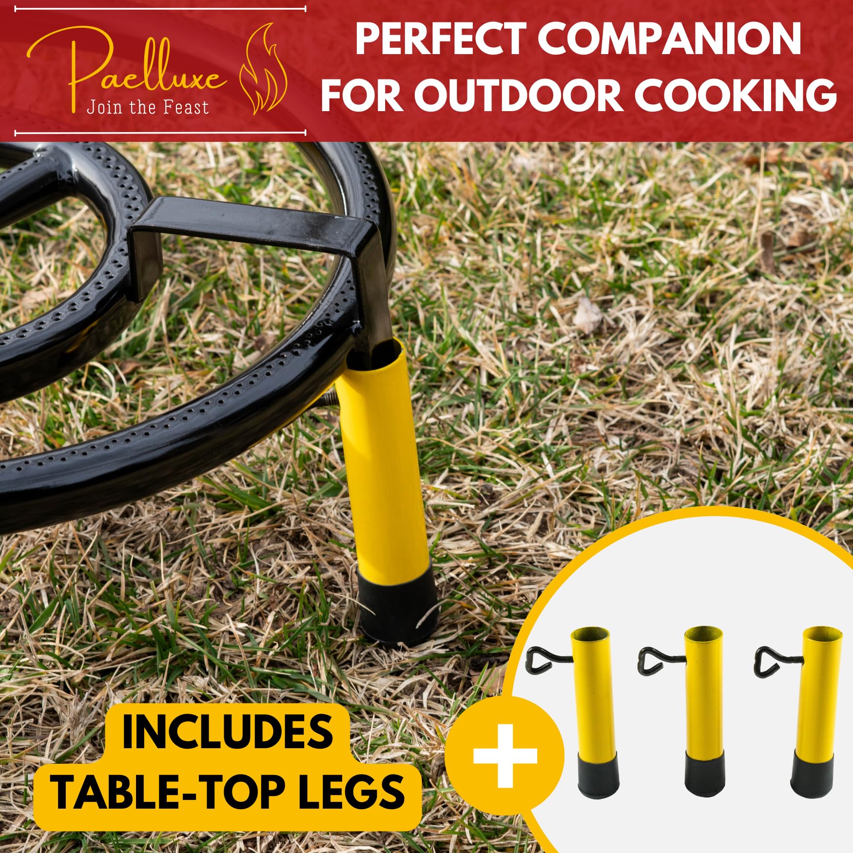 Juego de quemador de paella y soporte de 16 pulgadas, quemador de propano de doble anillo, estufa al aire libre con soporte de mesa y regulador, estufa de gas portátil para camping, cangrejos 3