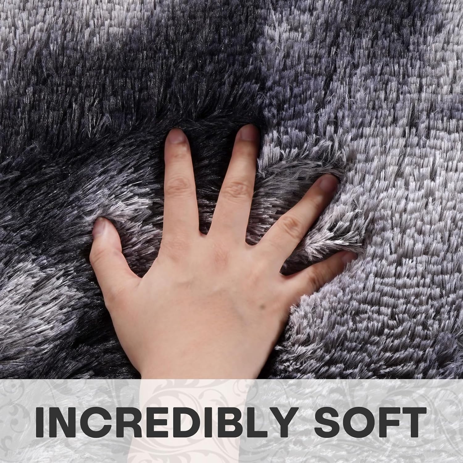 XSIVOD Fluffy High Pile Rug, Dark Grey, Washable Rug 200 x 230 cm, Living Room, Non-Slip Extra Large Rugs, Bedroom, Soft Modern Rugs, Mat Rugs for Children's Room Darkgray 200 x 230 cm (Rechteckig)