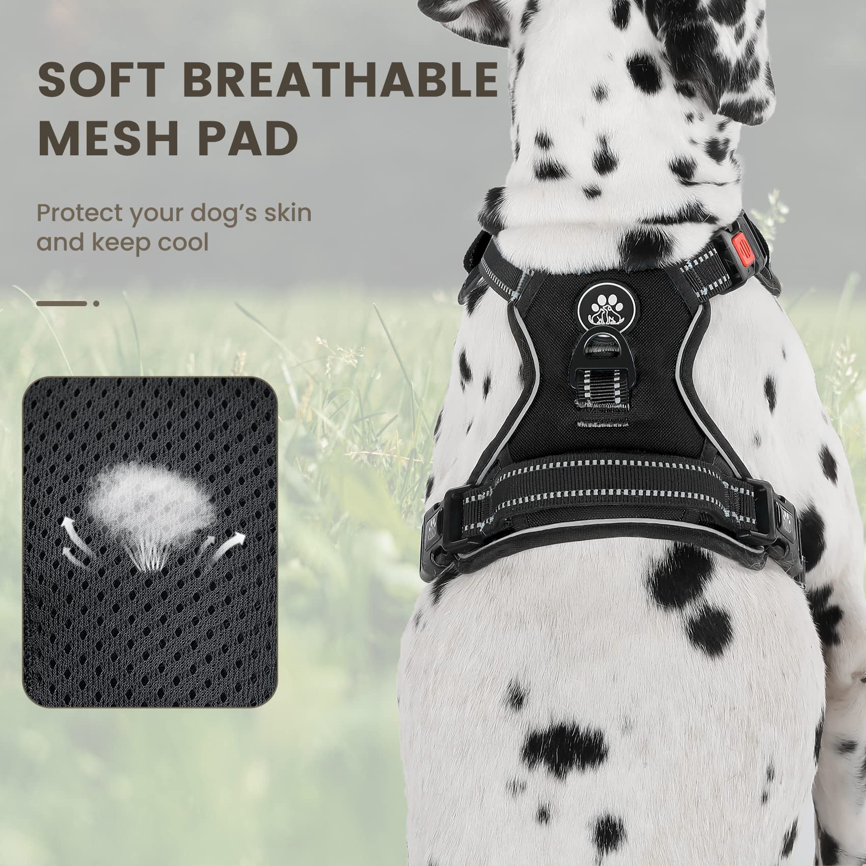 FURRYFECTION No-Pull Dog Harness Medium Dogs, Black - Image 2