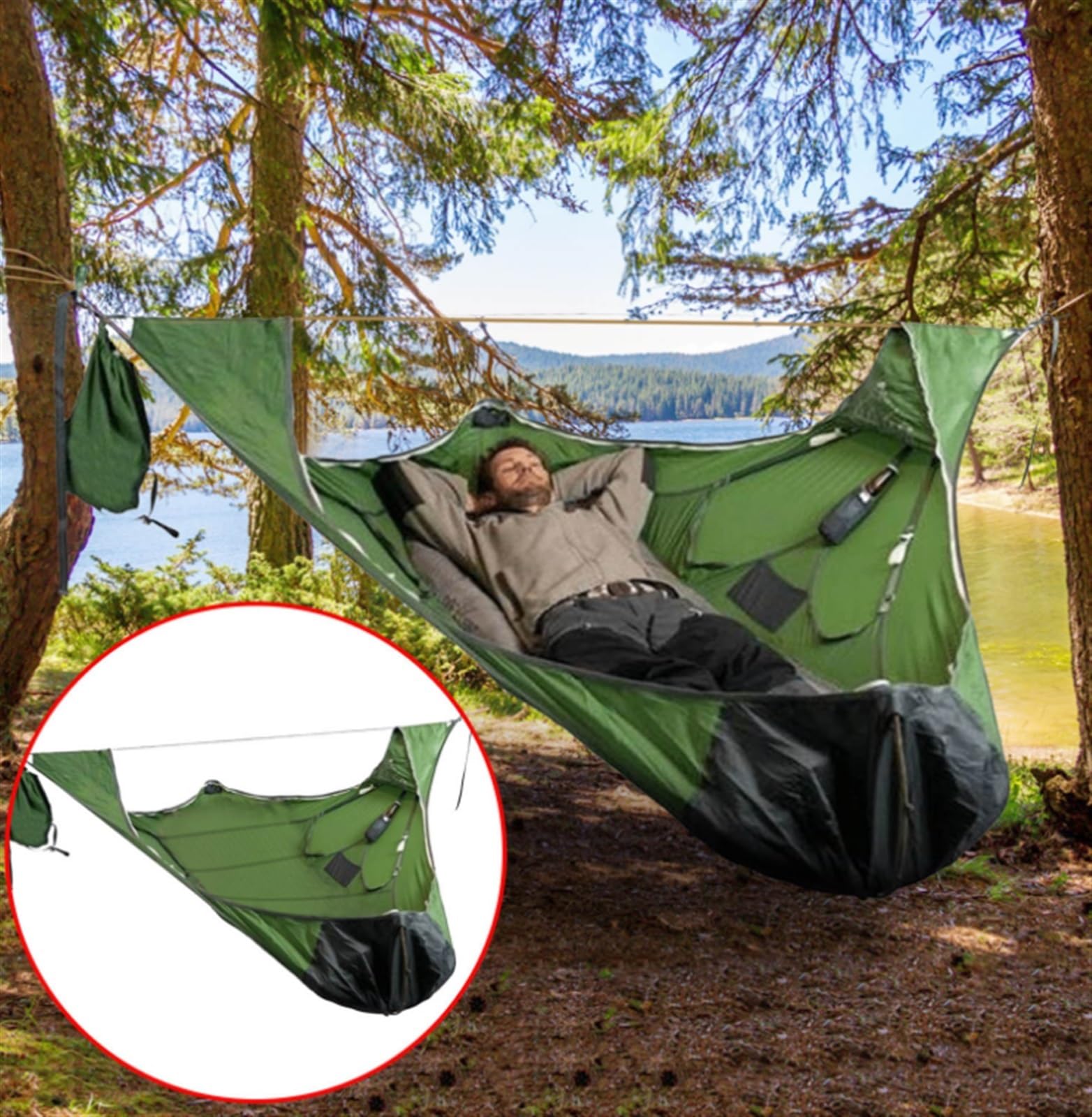 Hängematte 210 X 70 cm Große Mehrpersonen-Hängematte, Camping-Hängematte Im Dreipunkt-Design, Bietet Platz Für 2 Erwachsene Hängematte Outdoor Garten