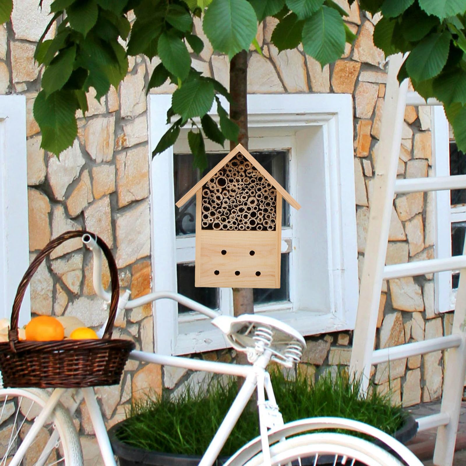Holz Bienenhaus zum Hängen Witterungsbeständiger Bienenstock 22x6x24,5cm Natürlicher Lebensraum für Garten Bestäuber