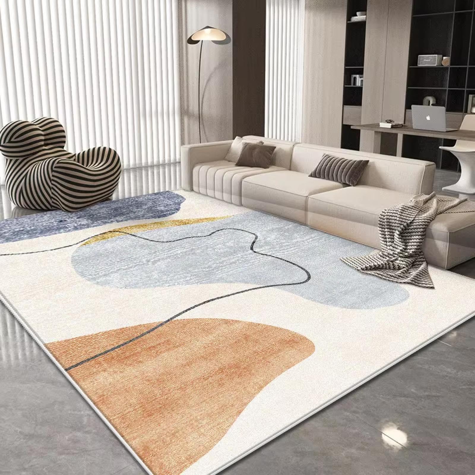 Tapis de salon 160x230cm grand format moderne et antidérapant pour canapé