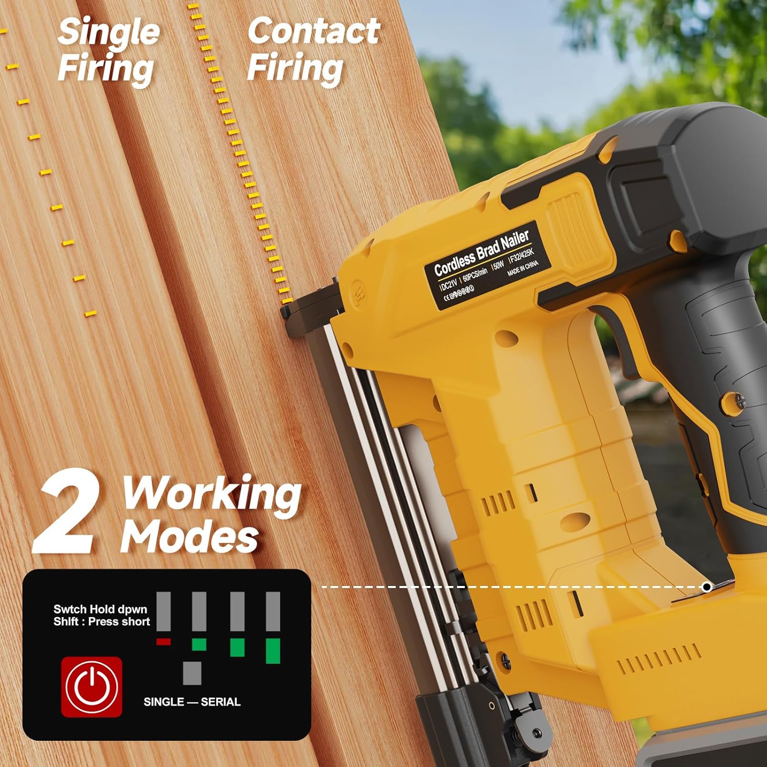 Cordless Nail Gun Compatible with Dewalt 20V Battery, 18 Gauge 2-in-1 Electric Brad Nailer/Staple Gun, Battery Powered Nail Guns with 800 Nails & 800 Staples for Wood Carpentry, Tool Only