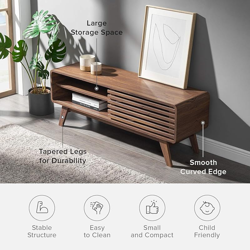 mopio Ensley 46" TV Stand, Entertainment Center, Media Console (Walnut) image 5