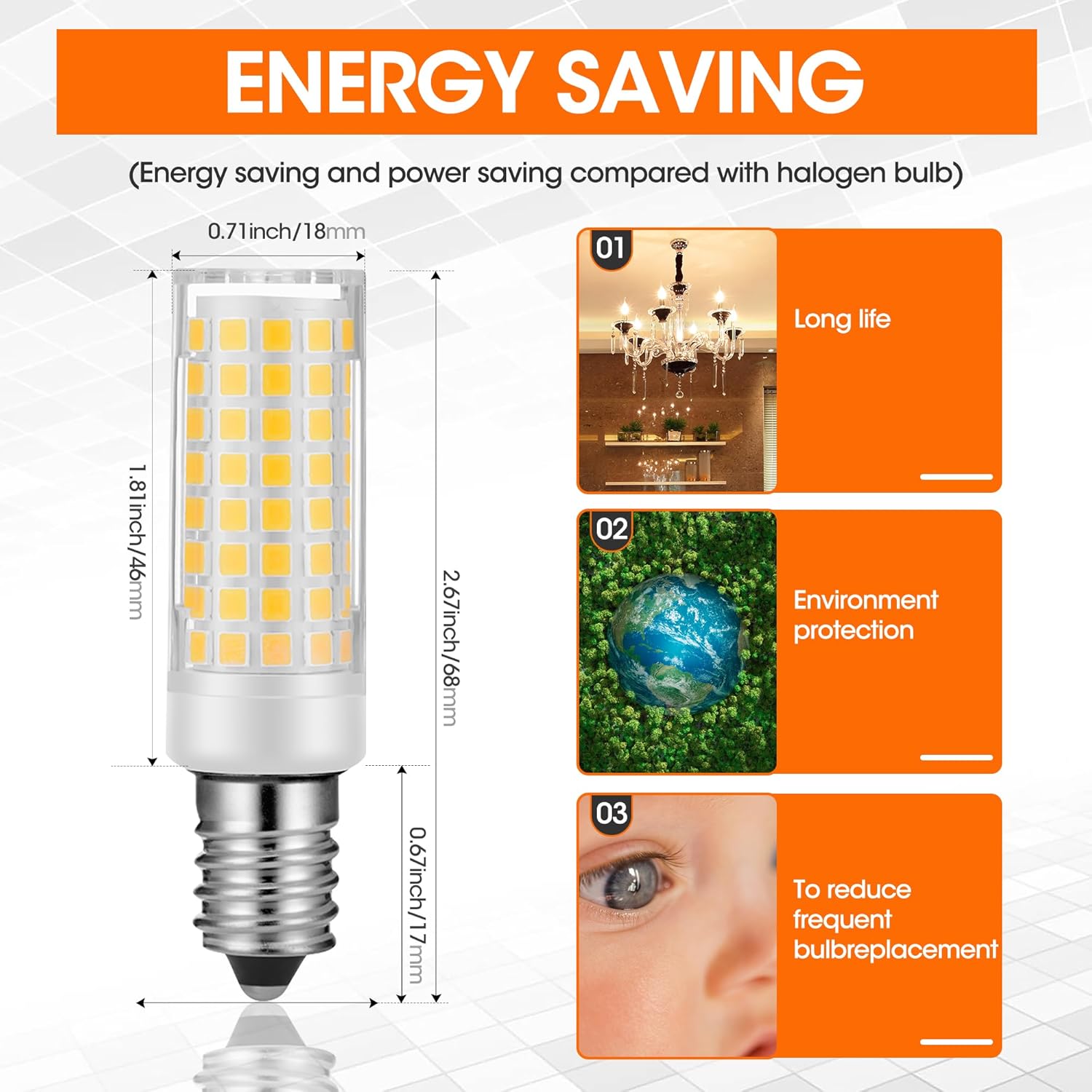 E14 LED Refrigerator Light - Bulbs for Sewing Machines, Hood Hoods, Salt Stone lamp, Salt Crystal lamp-E14 Freezer LED Lamp, 500 Lumen AC110V-130V- 2Pack (6000K White)