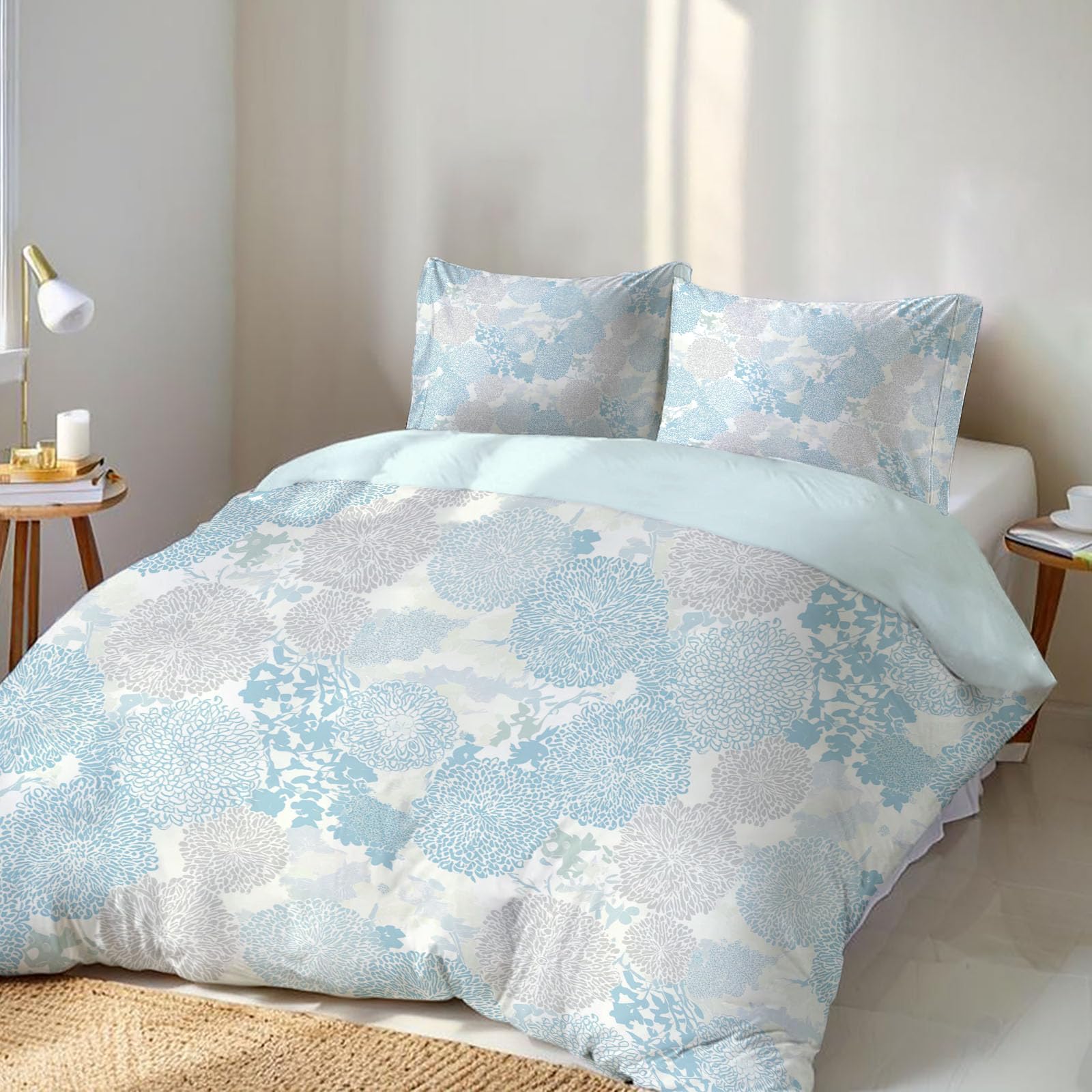 Housse de Couette 240x260 en Microfibre Douce et Respirante avec 2 Taies d'Oreiller