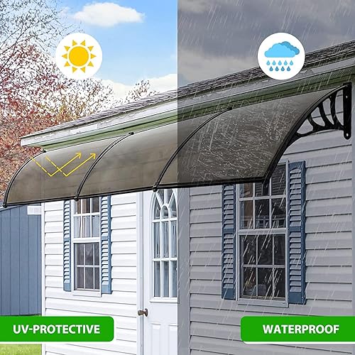 Miniatura 3 de HUHJYUGE Toldo para ventana de 24 x 39 pulgadas, toldo de policarbonato para puerta delantera, jardín, puerta delantera, lluvia, nieve, protección