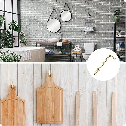 Miniatura 3 de METALLIXITY Ganchos de tornillo para colgar (2.76 pulgadas), 20 unidades, gancho de techo de metal en forma de L  para colgar al aire libre, ganchos