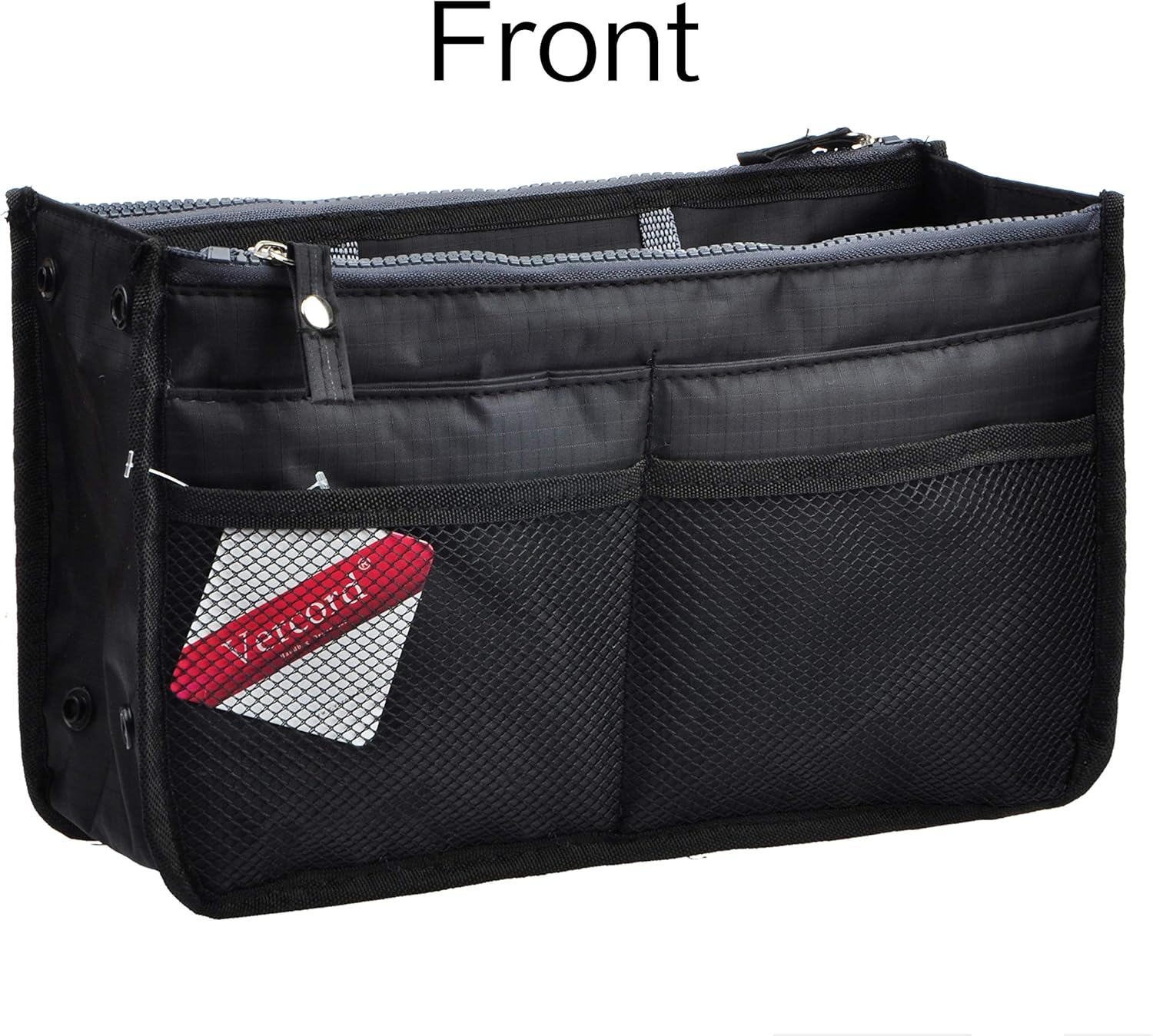 Vercord Updated Purse Handbag Organizer Insert Liner Bag in Bag 13 Pockets Black Small - Image 4