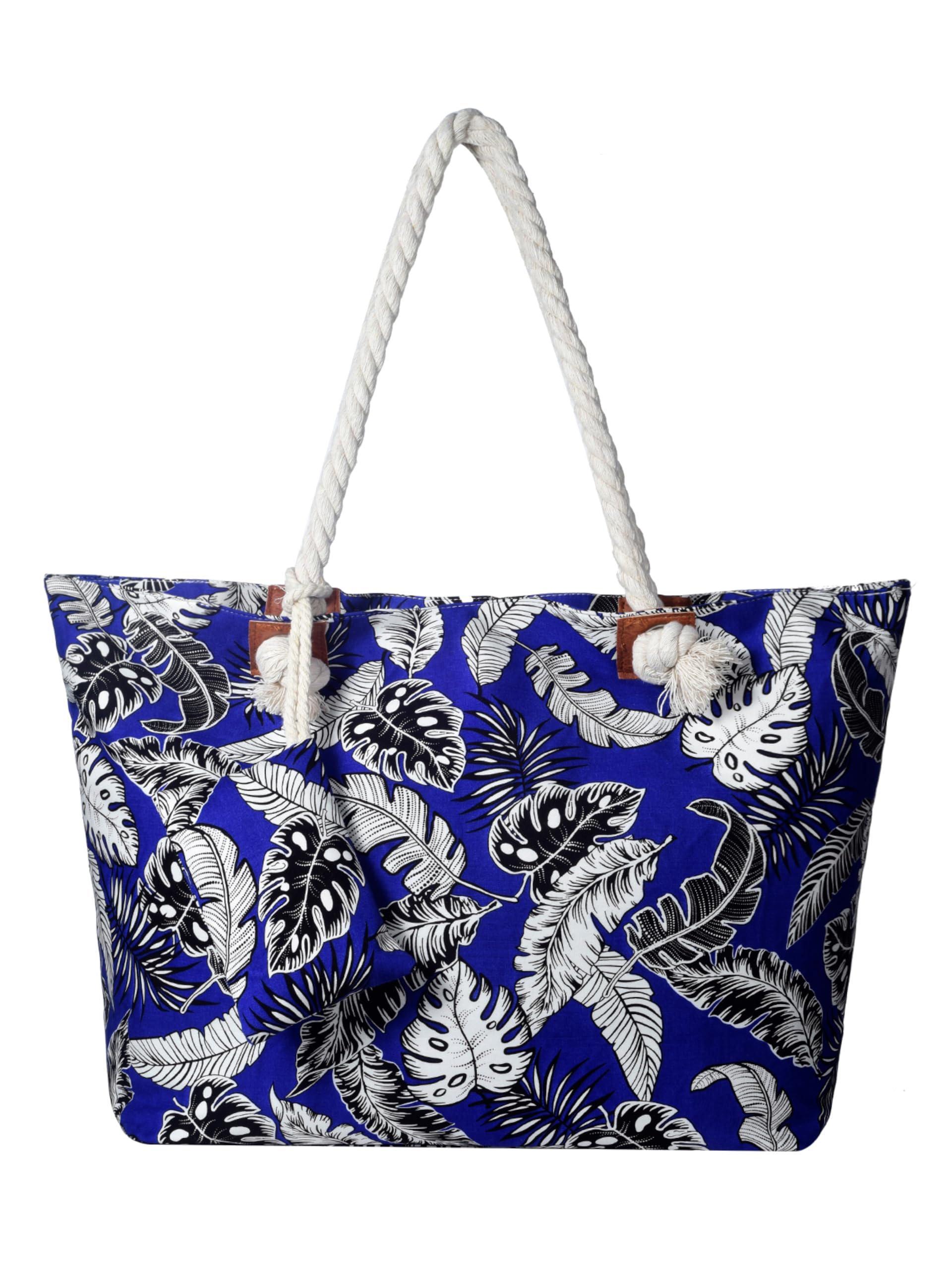 DonDon Strandtasche XXL mit Reißverschluss - Umhängetasche Damen, Shopper Tasche Damen im Beach Look mit Schulterriemen - Urlaub Must Haves Beach bag