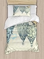 Vista 196 de Ambesonne Juego de funda de edredón de pesca, lubina de boca grande atrapando un bocado en espray de agua, imagen salvaje, juego de cama decorativo