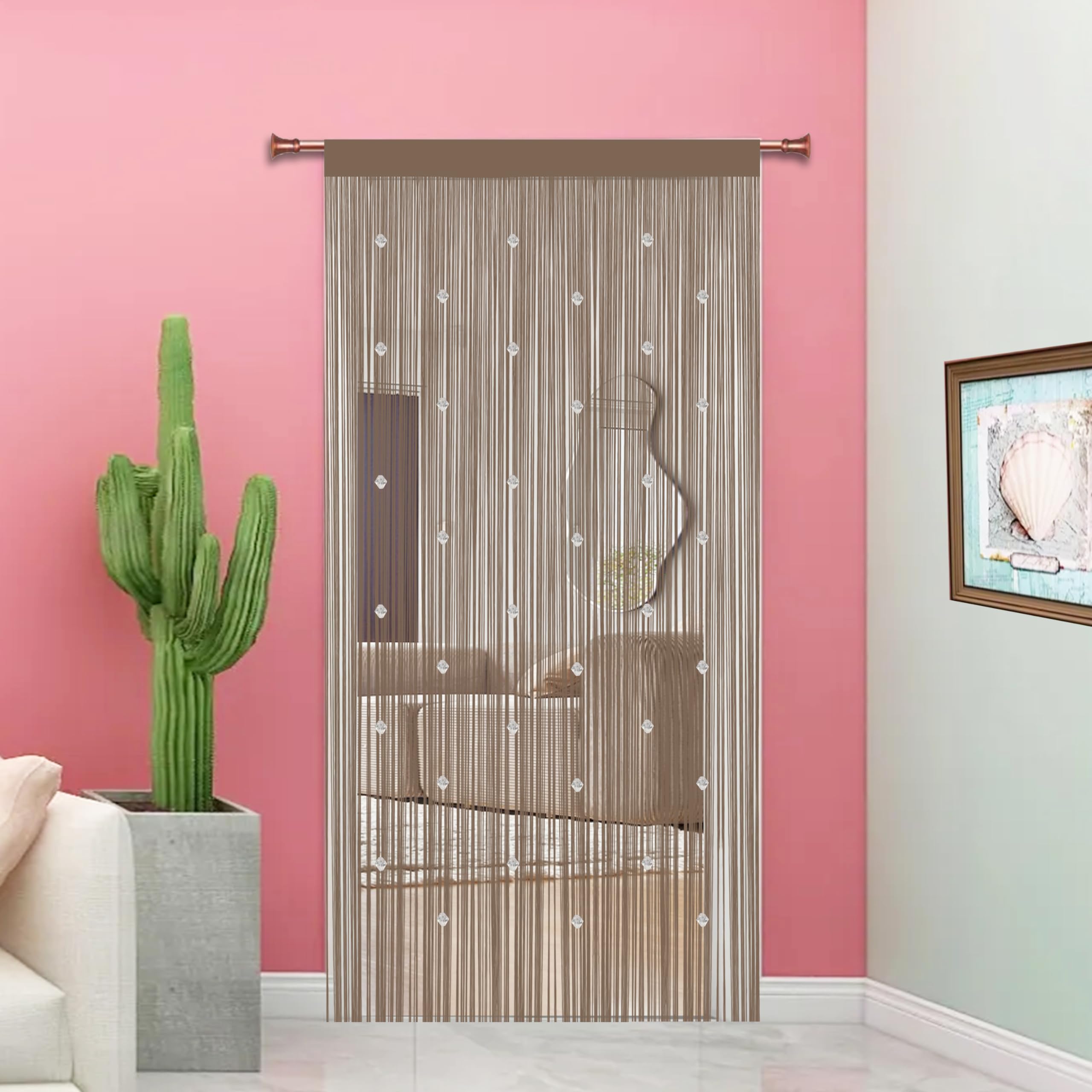 Tenda Antizanzare Per Porta Esterna | Perline In PVC | 90x245 Cm | Marrone | Blocco Insetti Volanti - Foto 7