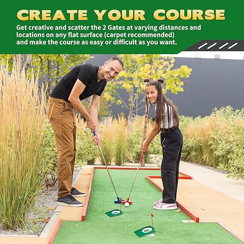 Miniatura 10 de Sotiff Juego de 6 vasos de práctica de golf para entrenamiento de golf, juego de putting verde para interiores, taza de golf con bandera para