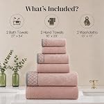 Amrapur Overseas -Damas Jacquard 6 Ensemble de serviettes en pièces avec bordure embellie (Peach)