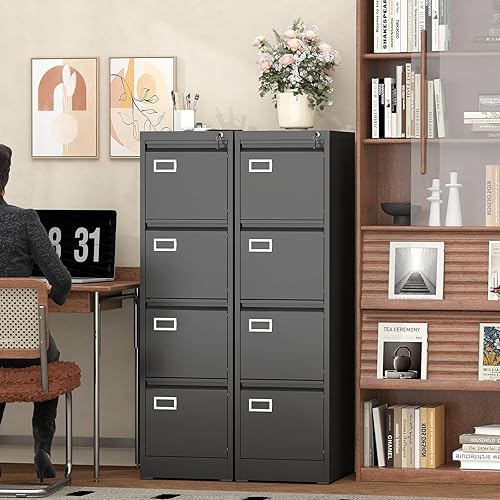 Miniatura 23 de LUCYPAL Archivador de 2 cajones con cerradura, archivadores verticales de metal para oficina en casa, gabinete de almacenamiento debajo