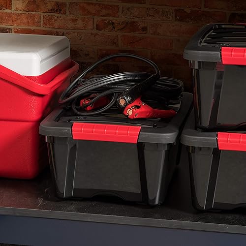 Vista 167 de IRIS USA - Caja de almacenamiento de plástico de 19 cuartos de galón con tapa y pestillos – Paquete de 4 – sin BPA, solución de organización