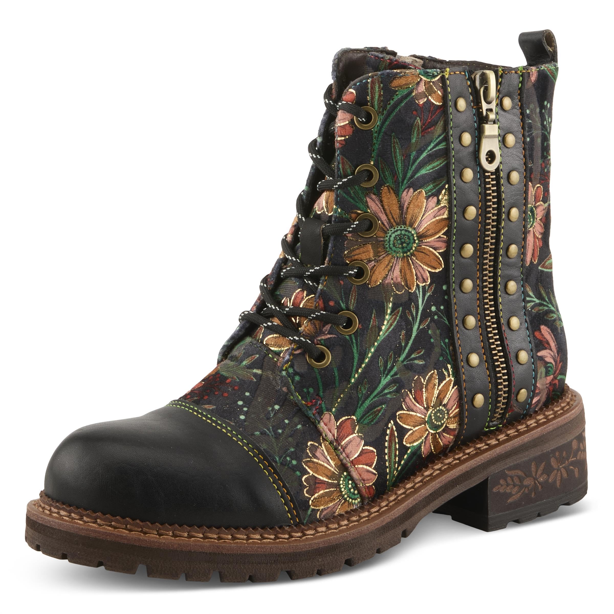 Spring Step L'Artiste Cordea Booties | Embroidered Leather Ankle Boots with Studded Details