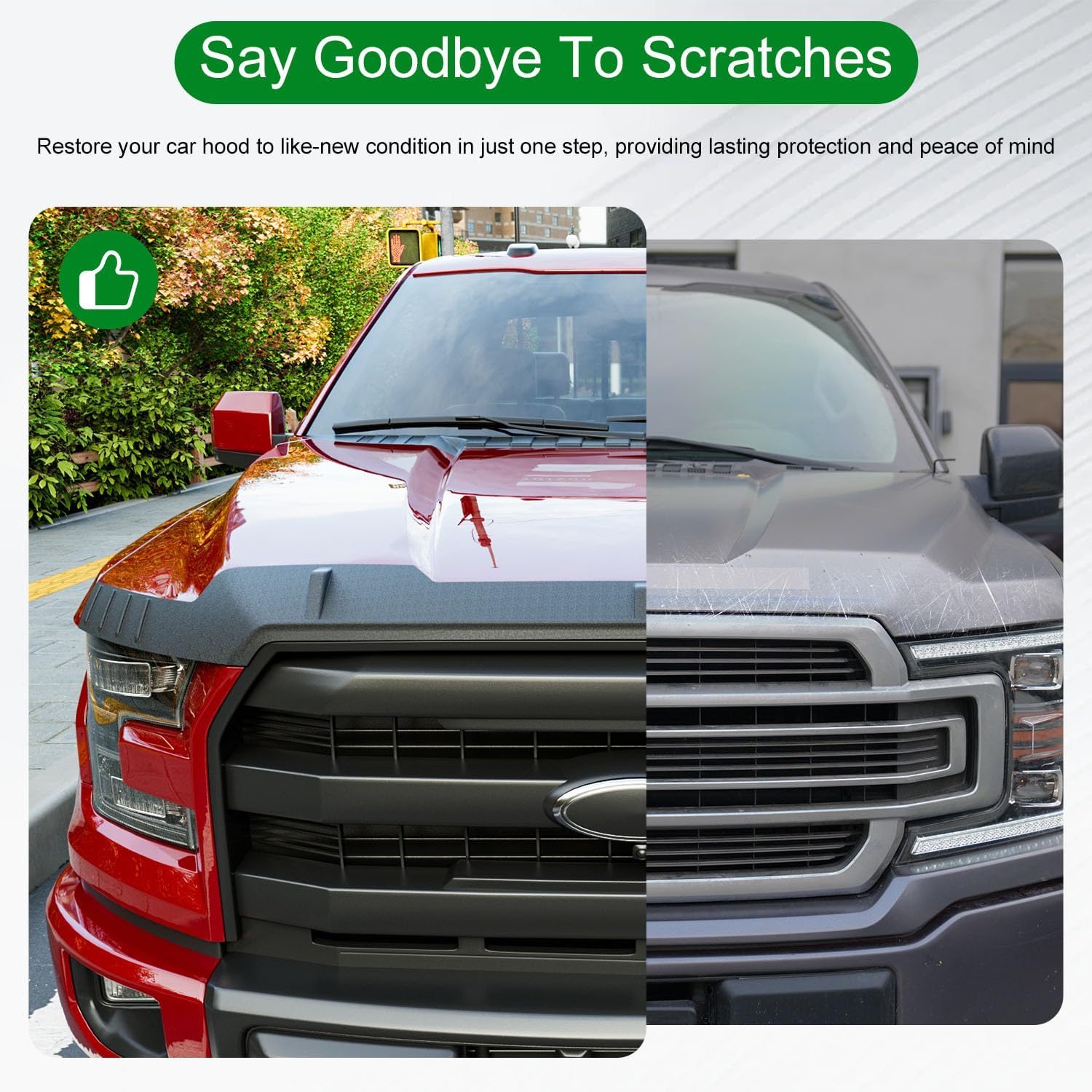 Xipoo Hood Protector Compatible with 2015-2020 Ford F150 Hood Deflector TPE Shield Replacement for 2015 2016 2017 2018 2019 2020 Ford F-150 Accessories