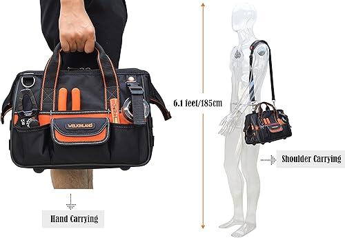 Miniatura 5 de WELKINLAND Bolsa de herramientas pequeña de 13 pulgadas, Bolsa de herramientas para electricista, Bolsa de herramientas eléctricas, Bolsa de