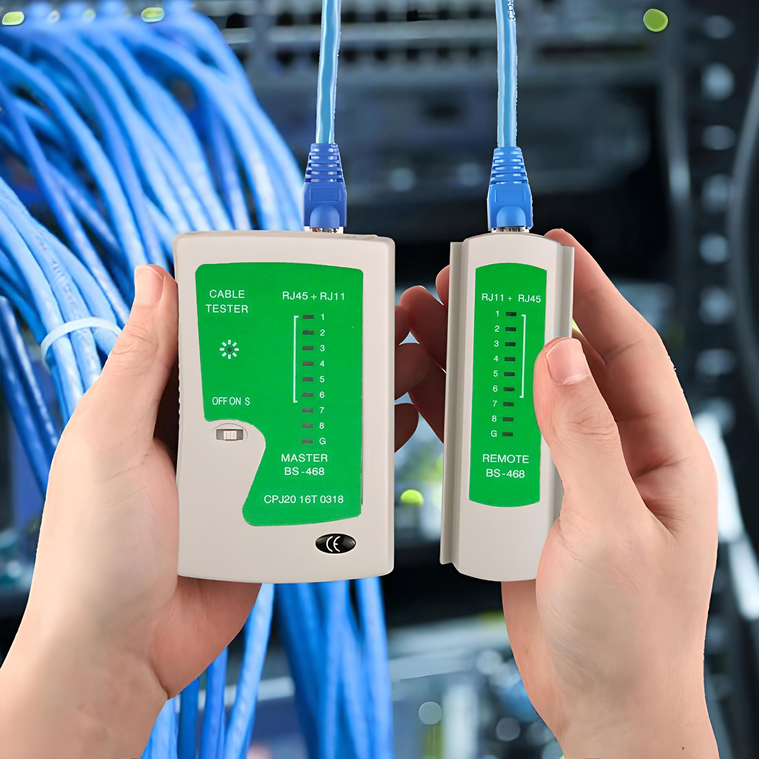 Retoo Tester Kabli Sieciowych RJ11/RJ12/RJ45, Tester Przewodów Krosowych LAN
