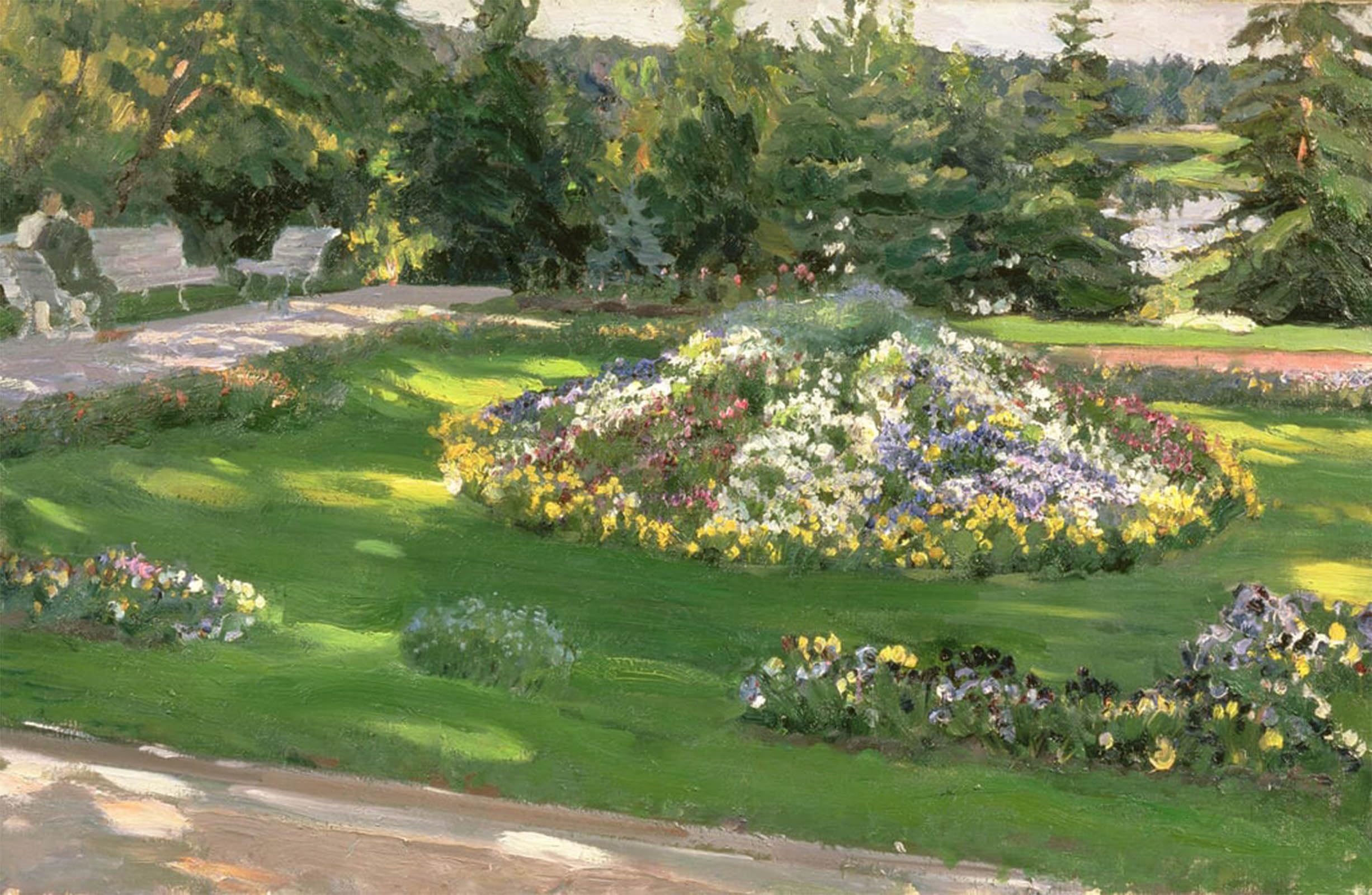 ARTXLXXBN Famous Art Print Poster Vintage Wall Art the Flower Bed by Sergei Arsenevich Vinogradov Canvas Art Poster for Home Decor 60x90cm