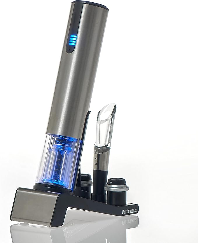Wine Enthusiast Electric Blue 2-in-1 Opener & Preserver Set (7-Piece)