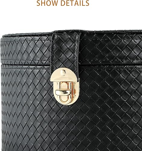 Miniatura 3 de Juego de 2 cajas decorativas de cuero grandes con tapa para estantes, mesa auxiliar, almacenamiento, controles remotos, decoración moderna del hogar