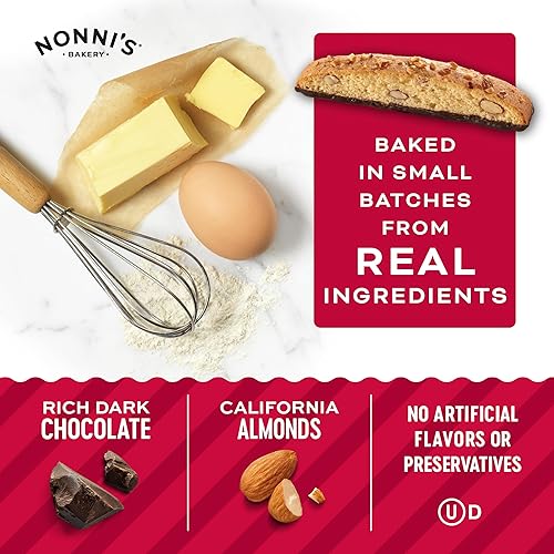 Miniatura 6 de Nonnis Cioccolati Biscotti - Galletas italianas  2 cajas  Biscotti envueltas individualmente  Galletas italianas hechas con almendras de California