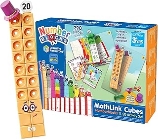 Learning Resources MathLink Cubes Numberblocks 11-20 Activity Set, 30 Activities Linked to TV Episodes, 155 Cubes & More, Ages 3+,27 x 20.5 x 5.6 Centimeters