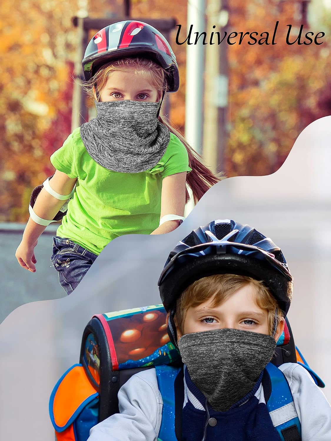 SATINIOR 4 Pieces Kids Summer Neck Gaiter Unisex Cooling Face Cover Scarf Breathable Sun Bandana Fishing Cycling Mask