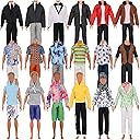 ZTWEDEN 12 Inch Boy Doll Clothes with Leather Jackets Suit Shirts Sweatshirts Shorts Pants T-Shirts for Girls and Boys Xmas Gift (Randomly 6 Sets, 12 Pieces )