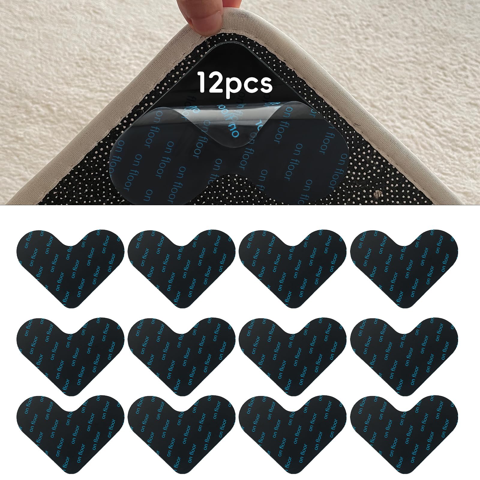 Lot De 32 Tapis Antidérapants Cœur – Sous-tapis Double Face Réutilisable, Lavable, Pour Fixer Tapis & éviter Les Plis