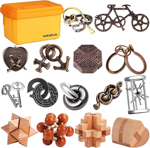 Miniatura 9 de Juego de 9 piezas de rompecabezas de metal para el cerebro y el cerebro, juego de regalo para adultos y adolescentes