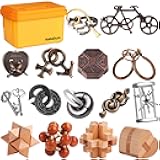 Metal Brain Teaser Puzzles Disentanglement Puzzles Metal Wooden Brain Teaser Puzzle 16pcs Logic Metal Puzzle for Adult Kid Toy Lock Puzzles Gift for Adults Teenagers Kids