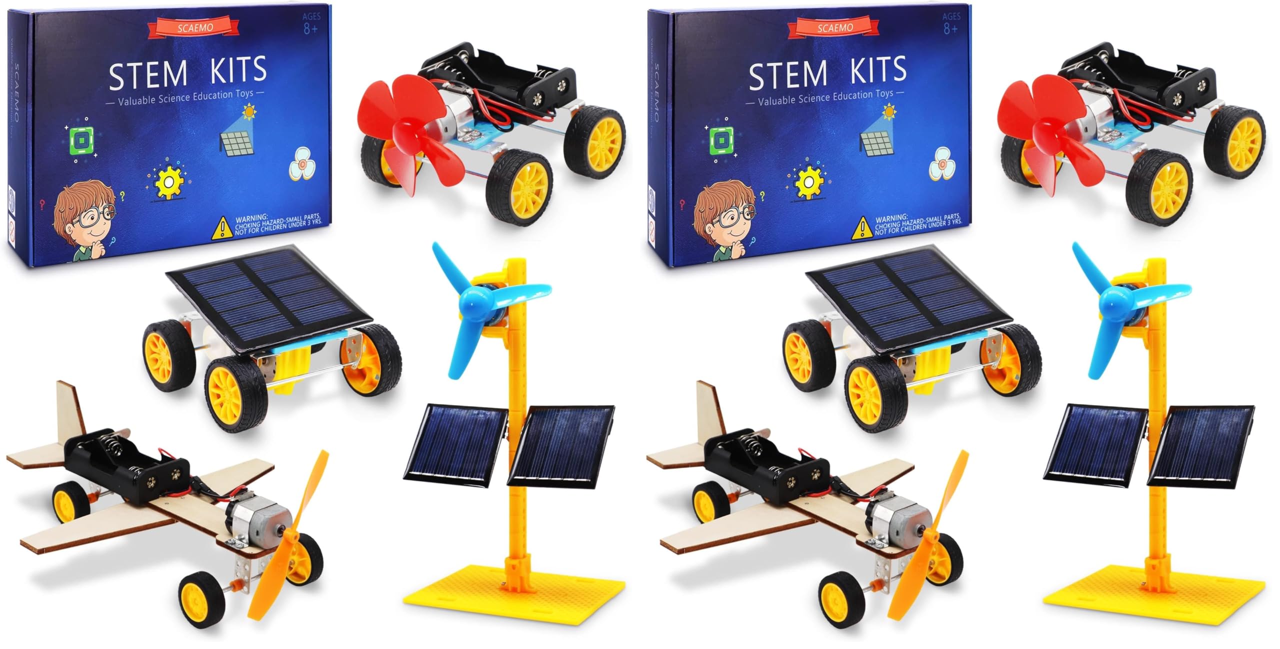 STEM Building Toys for Kids Ages 8-12, Science Experiments &amp; Solar Car Projects (Pack of 2)