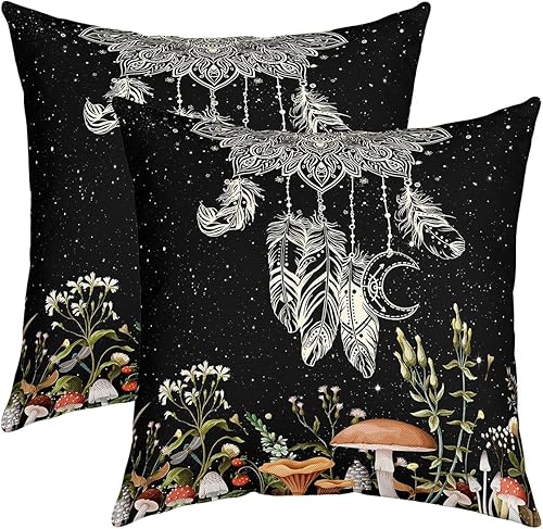 Miniatura 1 de Juego de 2 fundas de almohada exóticas con diseño de mandala atrapasueños de 24 x 24 pulgadas, fundas de almohada de acuarela con estampado de