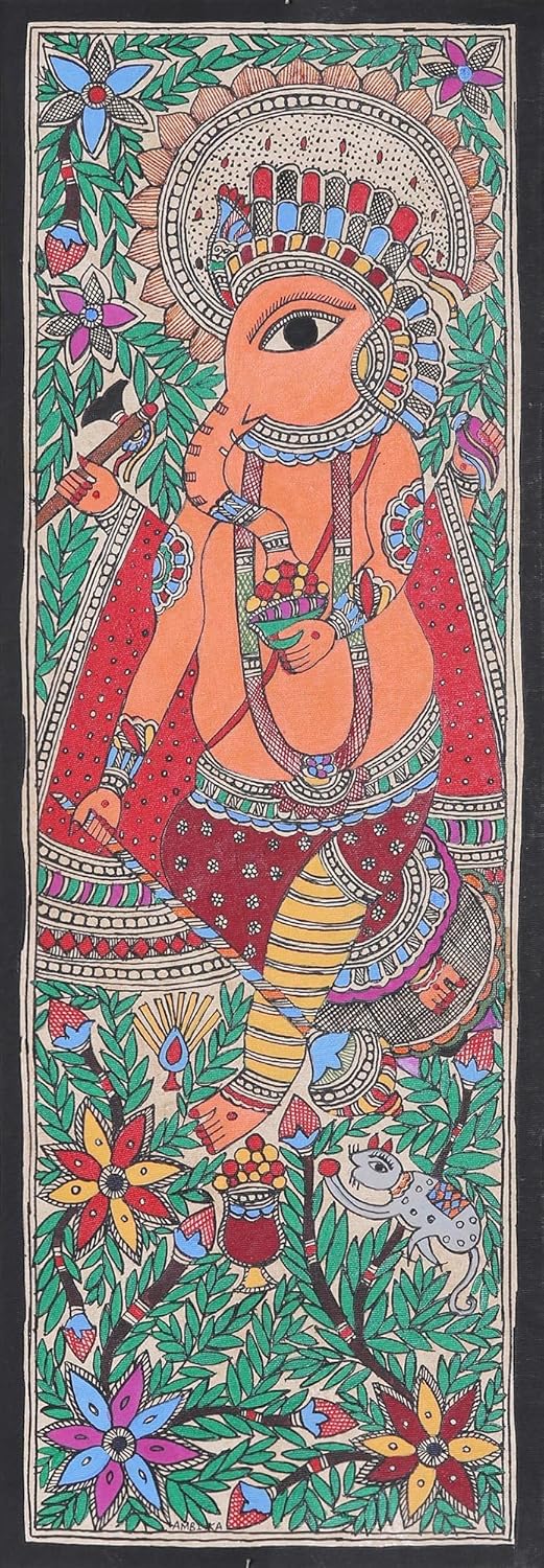 Novica Madhubani painting, Calm Ganesha