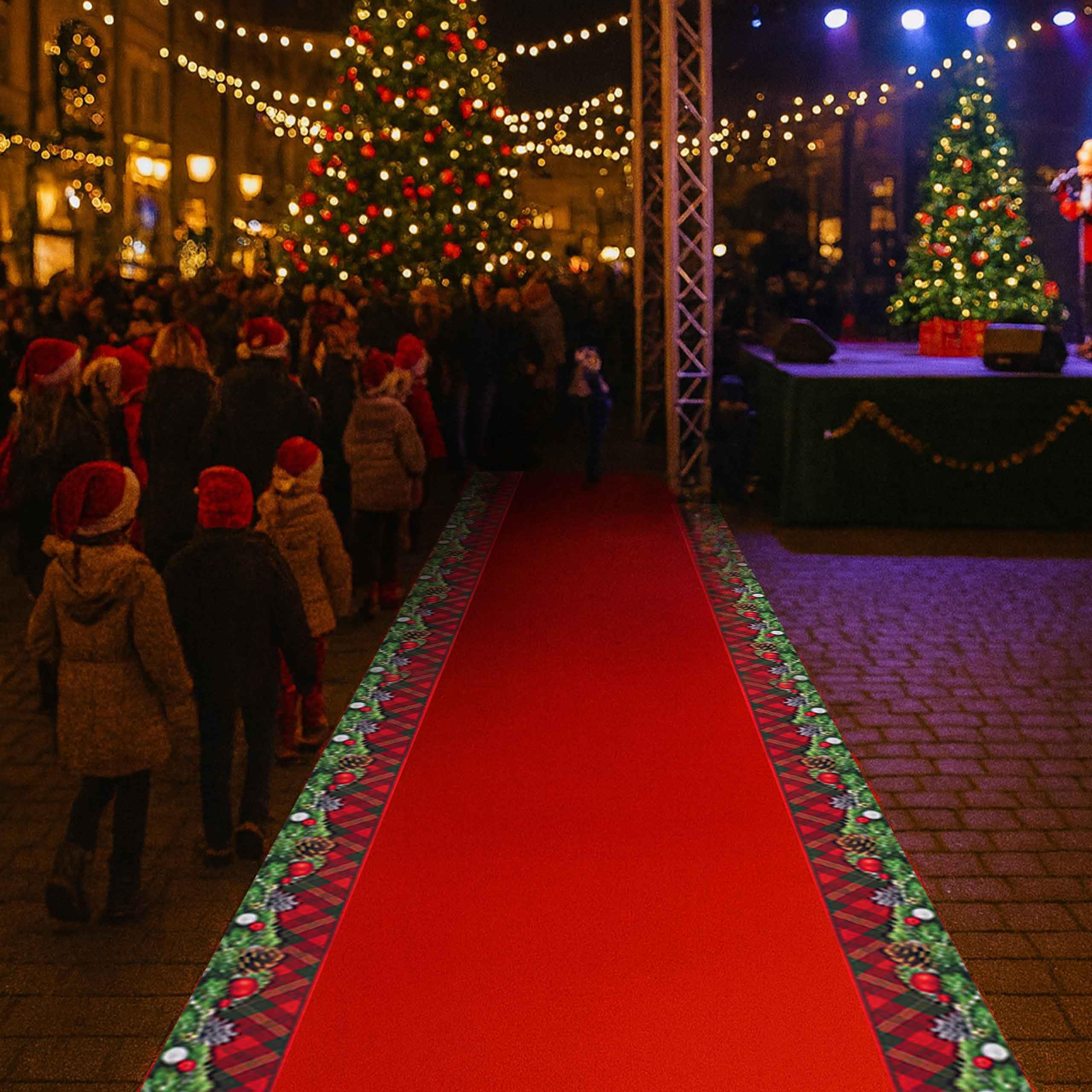 OLIVO.shop JINGLE ROLL Tappeto natalizio a metraggio per interno ed esterno, passatoia Natale su misura larga 1 metro per eventi ed allestimenti, Tappeto natalizio su misura (DECOR, 4 m)