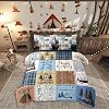 Erosebridal Happy Camping Bedding Set Queen Rv Camper Comforter Set 7 Piece for Travel Trailers Bunks,Rustic Buffalo Plaid Pine Trees Camper Car Decor Bed in A Bag Rv Accessories for Inside Bed Set