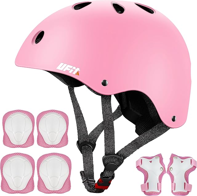 Kids Helmet Boys Girls Outdoor Sports Protective Gear Set [Knee&Elbow Pads and Wrist Guards]and Adjustable Helmet for Roller Scooter Skateboard Bicycle3-8Years Old