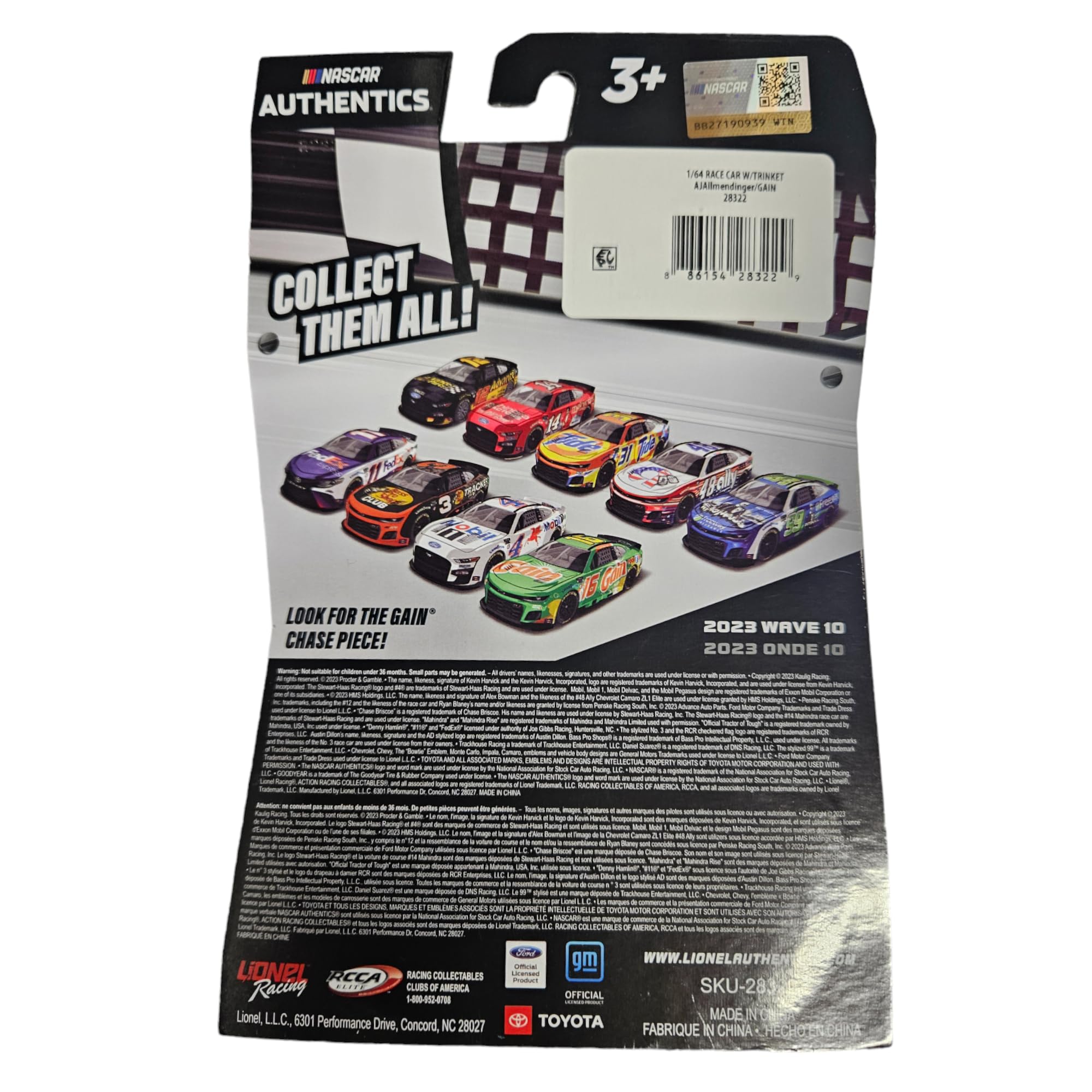 2023 NASCAR Authentics AJ Allmendinger Wave 10 Diecast Car, 1:64