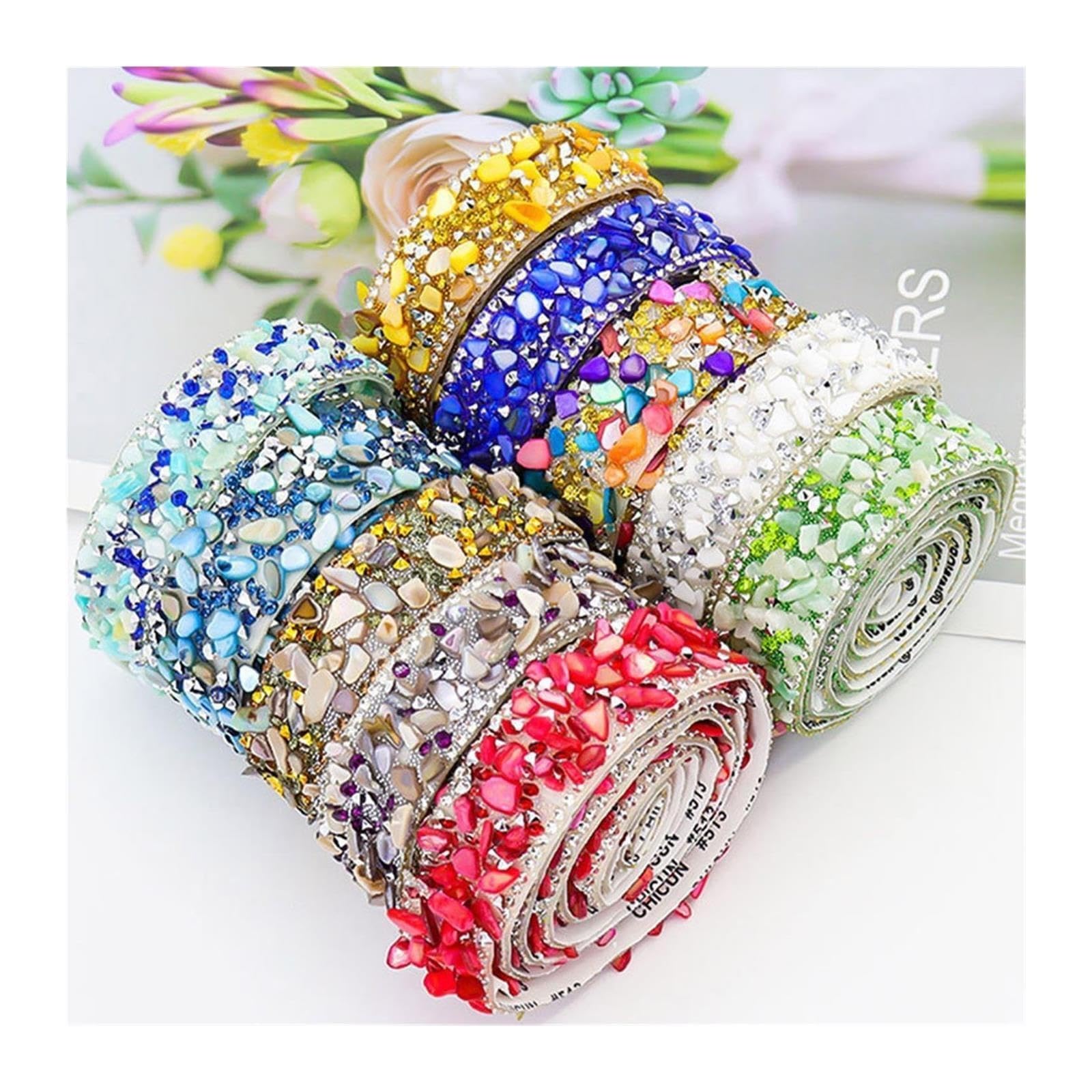 Nastro Di Strass Brillante 5 x 1 iarda 2 cm di strass di cristallo colorato
