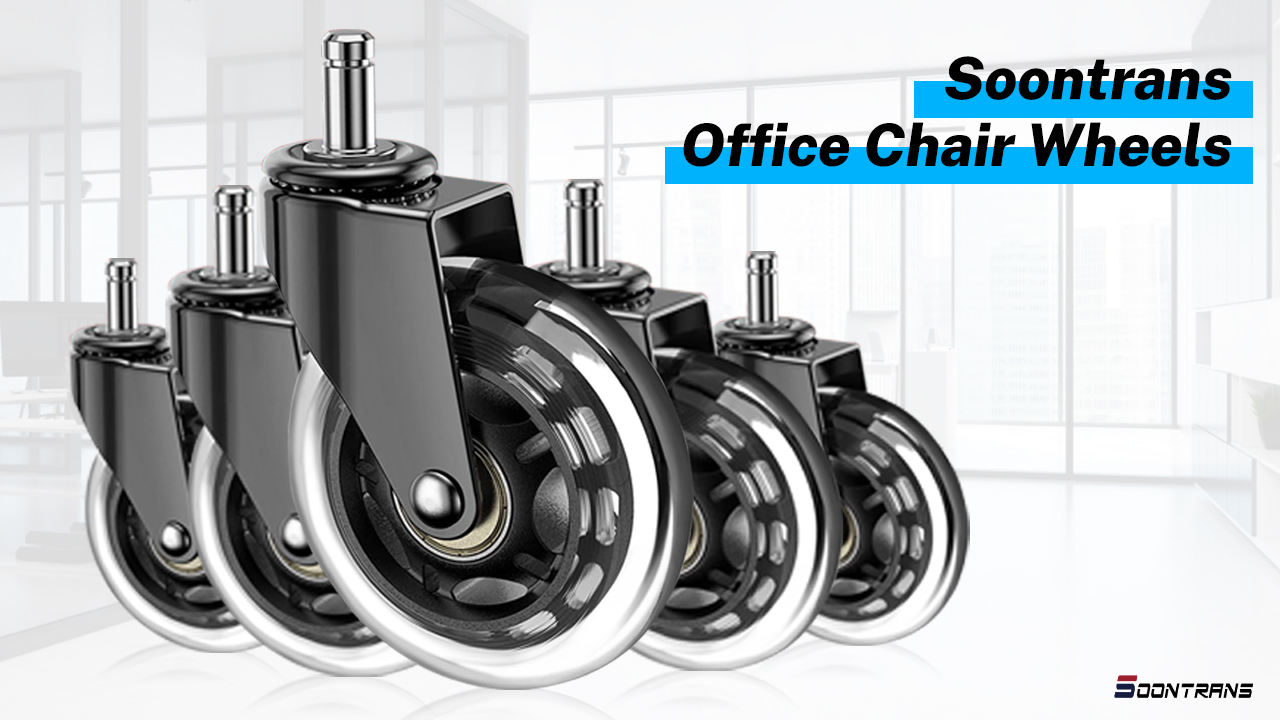 Image of Soontrans Office Chair Wheels 10mm Stem, Compatible with IKEA Chairs ONLY, 3 /8 inch Replacement Rubber Chair Casters, Set of 5, Desk Chair Caster Wheels Protection for Hardwood Floors Carpet
