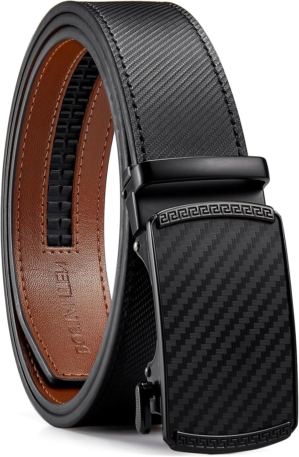 BOSTANTEN Men's Belt, Ratchet Belts for Men Leather Dress Casual with Adjustable Buckle, Cut for Fit