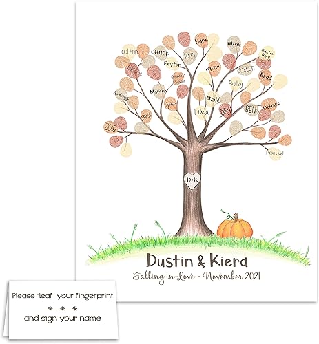 Unframed Fall Themed Wedding Thumbprint Tree pumpkin themed wedding decor, fall wedding fingerprint tree